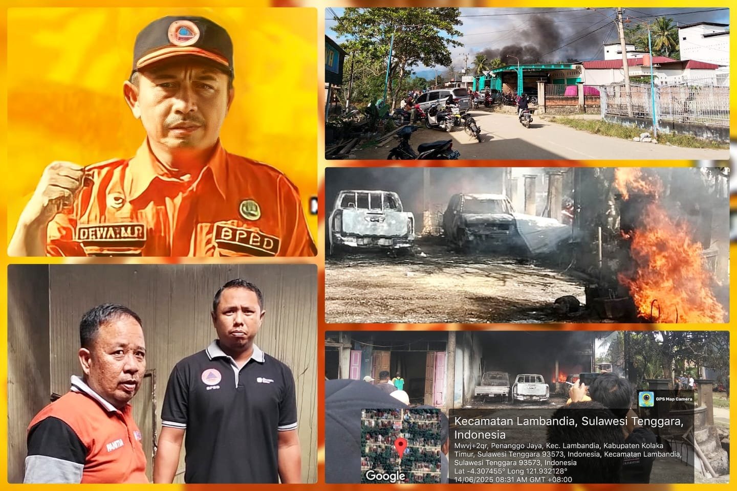 Kebakaran Hebat Hanguskan Rumah dan Kendaraan, Kerugian Capai Tiga Miliar di Kolaka Timur